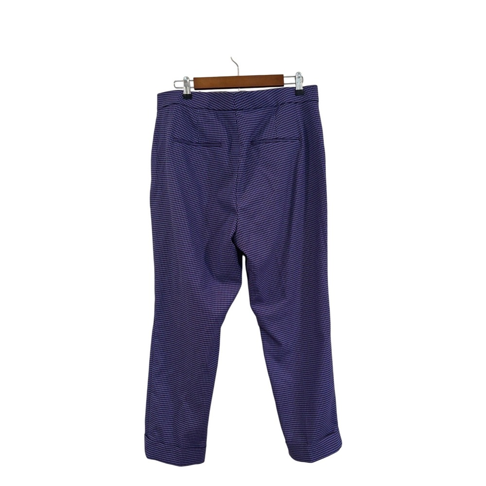 Ann Taylor Ankle Pants Purple Periwinkle Blue Houndstooth Cuffed Trousers - Picture 2 of 6
